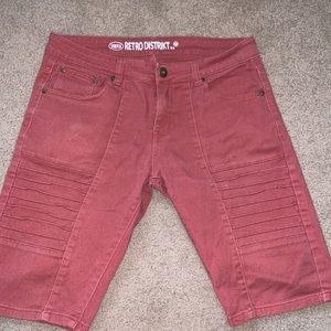 Red denim Retro Distrikt shorts